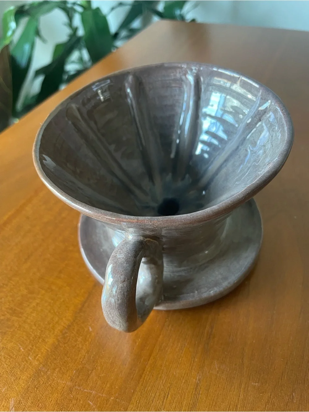 Glazed Ceramic Pour-Over Coffee Dripper in Brown